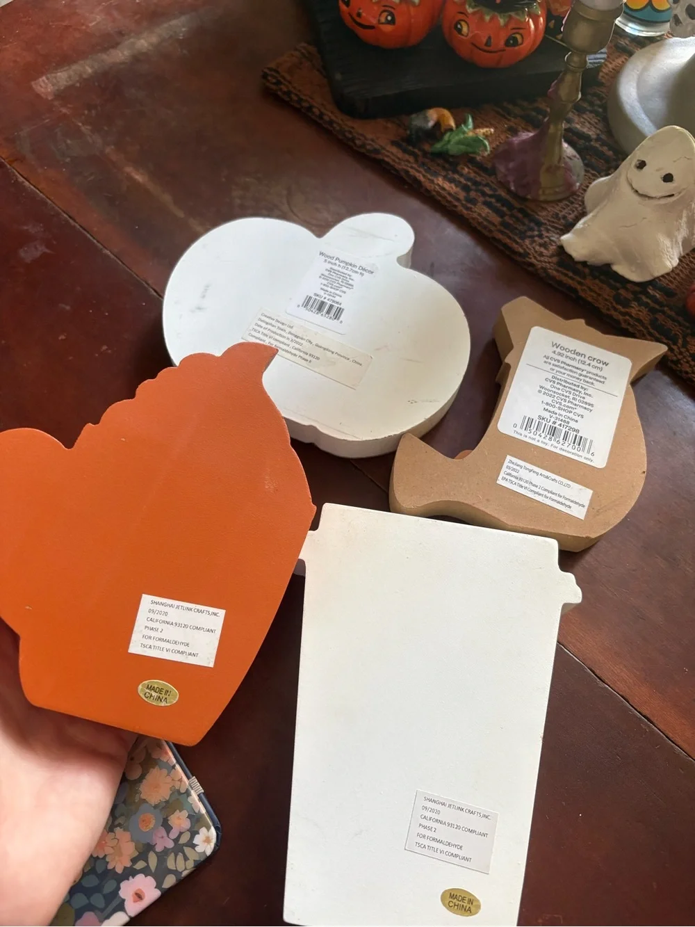 Set of 4 fall Wood blocks